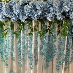 Six (6 pcs) Flower Backdrop Panel Decor Light Blue Birthday Party Wedding Decor